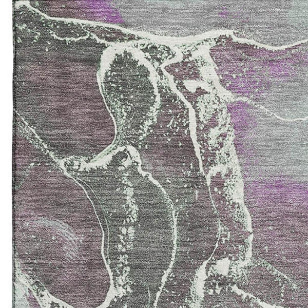 HomeRoots 9' X 12' Washable Abstract Area Rug in Purple, Blue & Green – UV Protected, Stain Resistant Design 701218