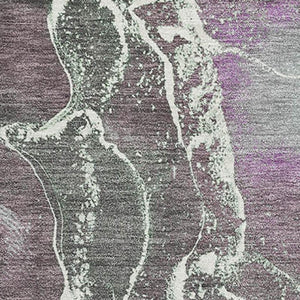 HomeRoots 10' Abstract Area Rug in Purple, Blue & Green - Washable, UV-Protected, Non-Slip for Modern Homes 701219