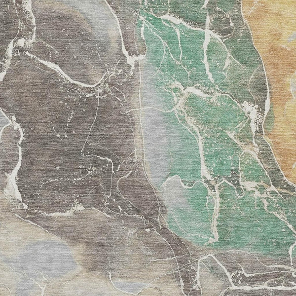 HomeRoots 5' X 8' Taupe Brown and Gray Abstract Area Rug - Washable, UV Protected, Durable Design for Homes 701221