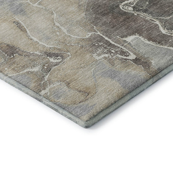 HomeRoots 5' X 8' Taupe Brown and Gray Abstract Area Rug - Washable, UV Protected, Durable Design for Homes 701221