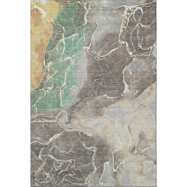 HomeRoots 5' X 8' Taupe Brown and Gray Abstract Area Rug - Washable, UV Protected, Durable Design for Homes 701221