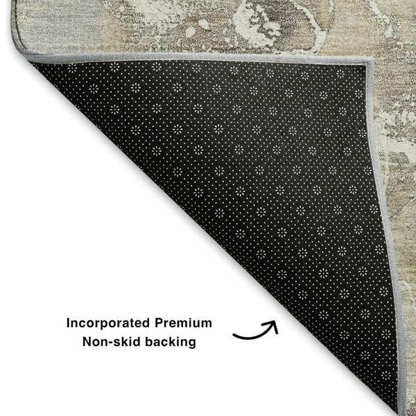 HomeRoots 8' X 10' Washable Taupe Brown & Gray Abstract Area Rug - Durable, Stain-Resistant, UV Protected Design 701223