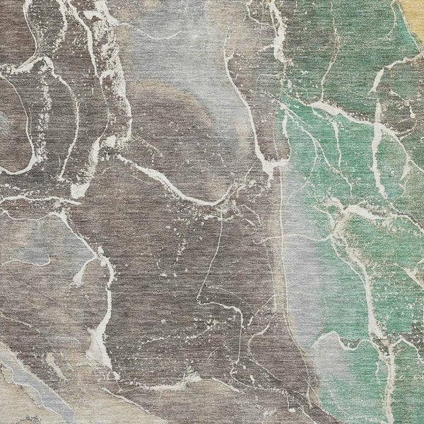 HomeRoots 8' X 10' Washable Taupe Brown & Gray Abstract Area Rug - Durable, Stain-Resistant, UV Protected Design 701223