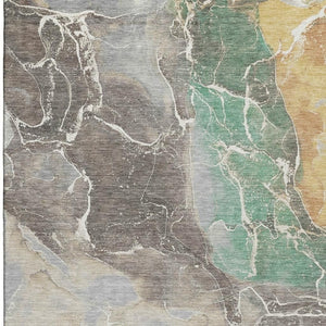 HomeRoots 8' X 10' Washable Taupe Brown & Gray Abstract Area Rug - Durable, Stain-Resistant, UV Protected Design 701223