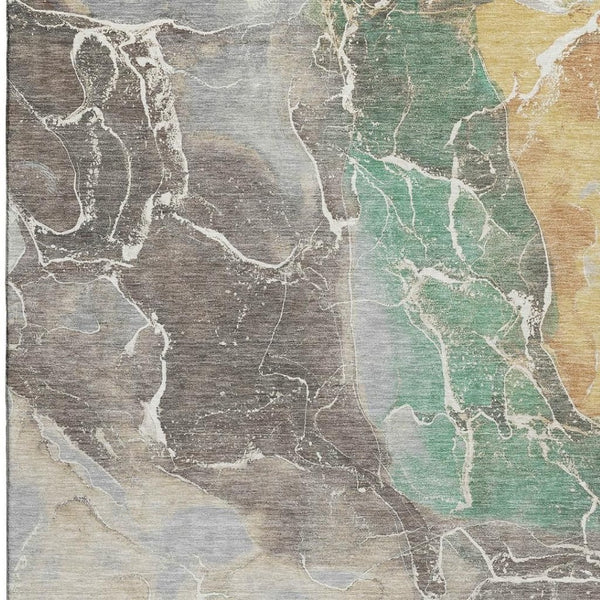 HomeRoots 8' X 10' Washable Taupe Brown & Gray Abstract Area Rug - Durable, Stain-Resistant, UV Protected Design 701223