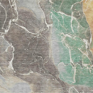 HomeRoots 9' X 12' Abstract Taupe Brown & Gray Washable Area Rug - Non-Slip, UV Resistant for High Traffic Areas 701224
