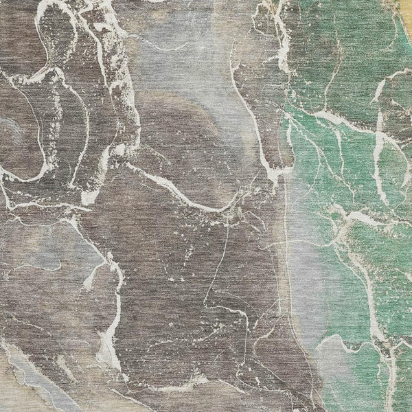 HomeRoots 10' Taupe Brown and Gray Abstract Washable Area Rug with UV Protection for High-Traffic Homes 701225