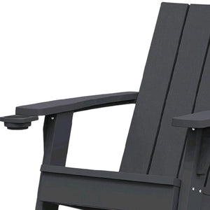 HomeRoots 35" Black Adirondack Chair - Heavy-Duty Faux Wood Design for Ultimate Outdoor Comfort & Style 701227