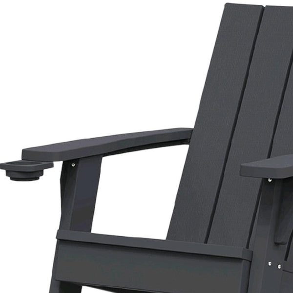 HomeRoots 35" Black Adirondack Chair - Heavy-Duty Faux Wood Design for Ultimate Outdoor Comfort & Style 701227