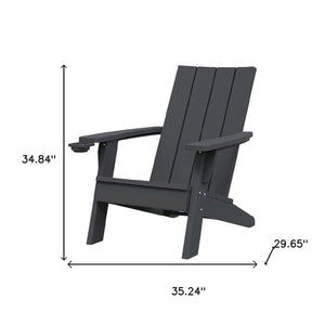 HomeRoots 35" Black Adirondack Chair - Heavy-Duty Faux Wood Design for Ultimate Outdoor Comfort & Style 701227