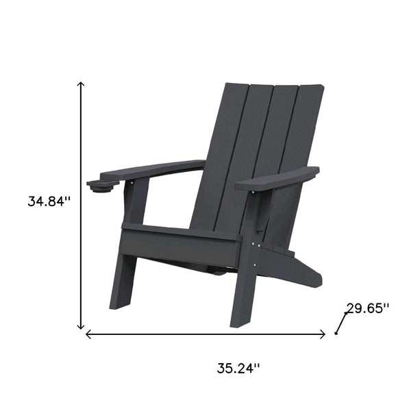 HomeRoots 35" Black Adirondack Chair - Heavy-Duty Faux Wood Design for Ultimate Outdoor Comfort & Style 701227