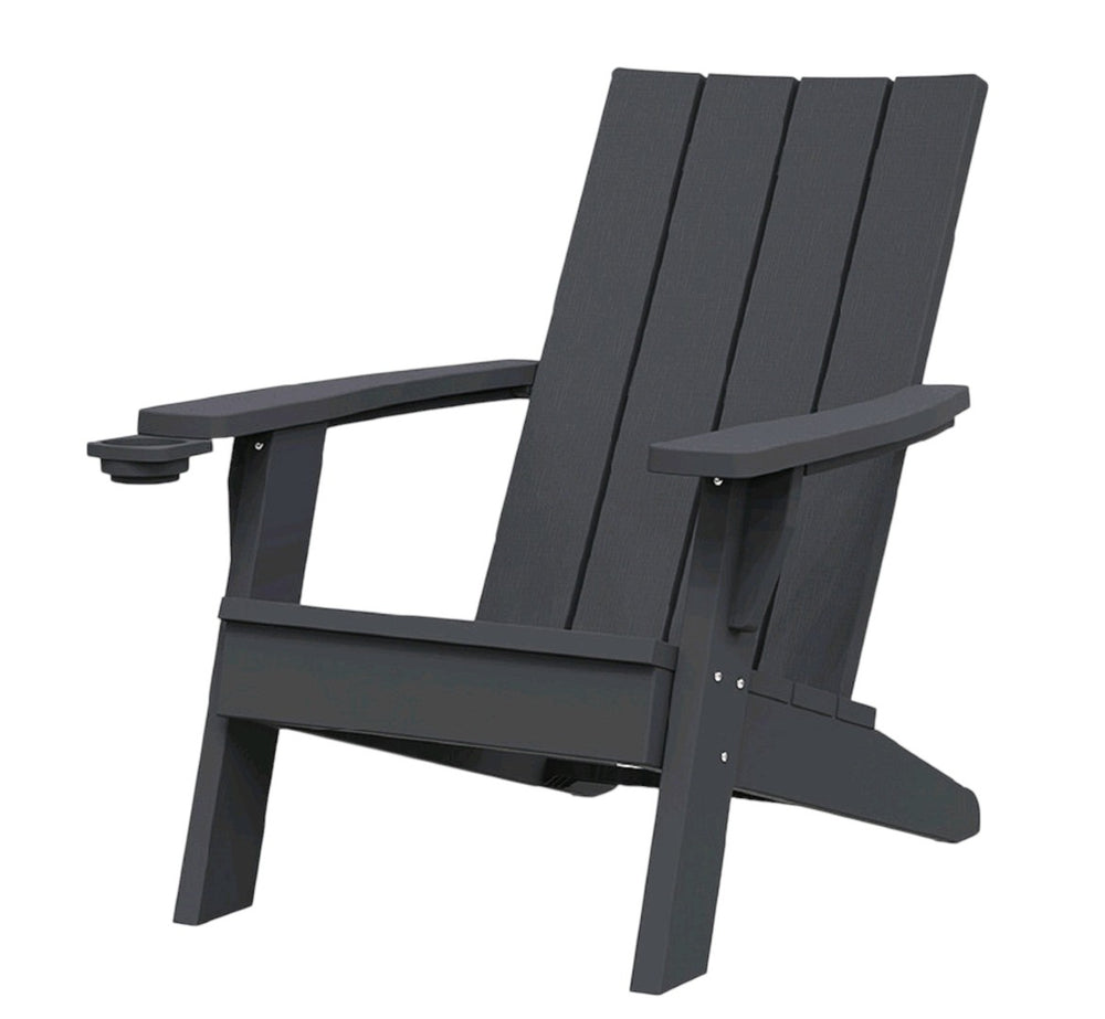 HomeRoots 35" Black Adirondack Chair - Heavy-Duty Faux Wood Design for Ultimate Outdoor Comfort & Style 701227