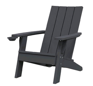 HomeRoots 35" Black Adirondack Chair - Heavy-Duty Faux Wood Design for Ultimate Outdoor Comfort & Style 701227