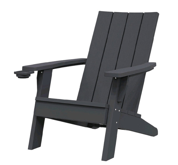 HomeRoots 35" Black Adirondack Chair - Heavy-Duty Faux Wood Design for Ultimate Outdoor Comfort & Style 701227