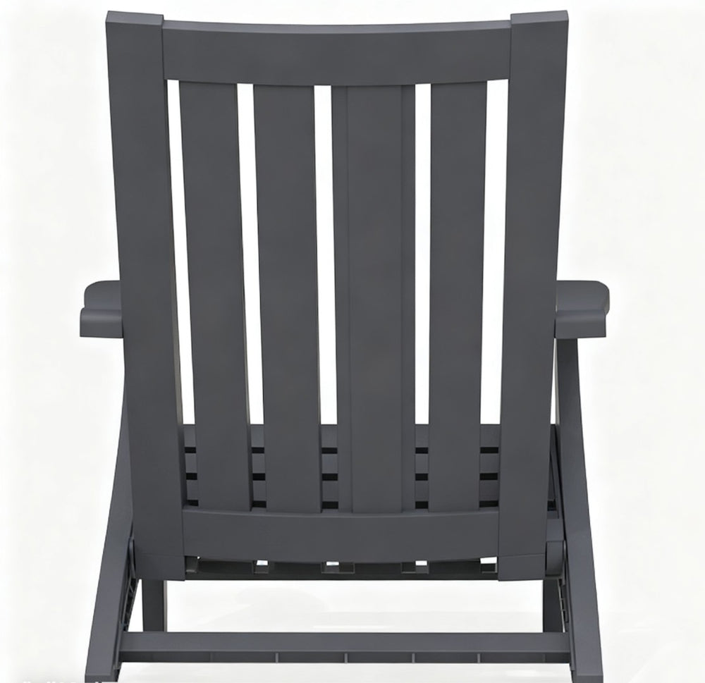 HomeRoots 33" Black Faux Wood Adirondack Chair - Heavy Duty, Weather-Resistant Comfort for Patio Relaxation 701230