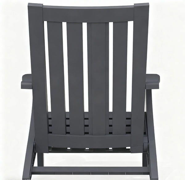 HomeRoots 33" Black Faux Wood Adirondack Chair - Heavy Duty, Weather-Resistant Comfort for Patio Relaxation 701230