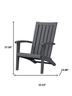 HomeRoots 33" Black Faux Wood Adirondack Chair - Heavy Duty, Weather-Resistant Comfort for Patio Relaxation 701230