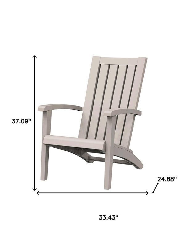 HomeRoots 33" Light Brown Faux Wood Adirondack Chair - Heavy-Duty, Low Maintenance, Classic Outdoor Comfort 701231