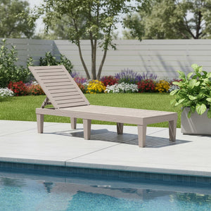 HomeRoots 75" Light Brown Adjustable Outdoor Chaise Lounge - Modern Design, Five Positions, Weather-Resistant Comfort 701233