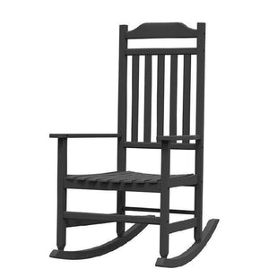 HomeRoots 33" Black Heavy Duty Outdoor Rocking Chair - Weather-Resistant, Rustic Style for Timeless Relaxation 701234