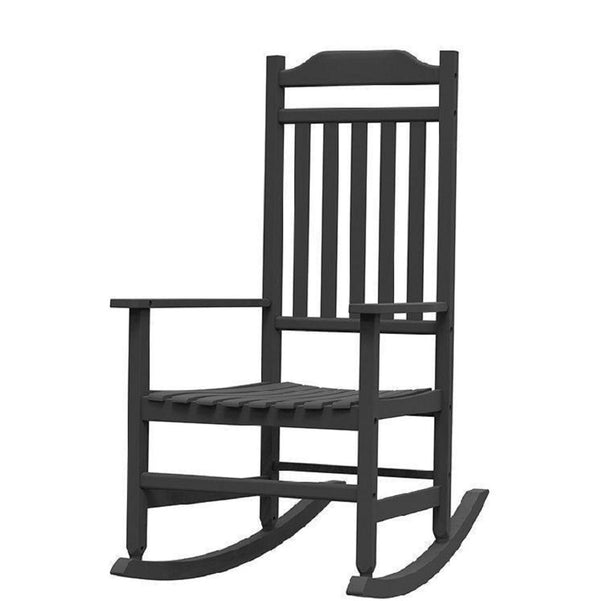 HomeRoots 33" Black Heavy Duty Outdoor Rocking Chair - Weather-Resistant, Rustic Style for Timeless Relaxation 701234