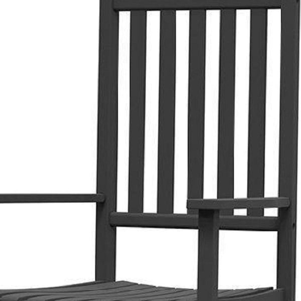HomeRoots 33" Black Heavy Duty Outdoor Rocking Chair - Weather-Resistant, Rustic Style for Timeless Relaxation 701234