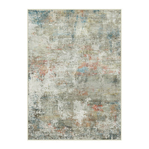 HomeRoots 8' Abstract Washable Area Rug in Soft Ivory with Light Green and Blue Accents for Modern Spaces 8' X 10' 701246