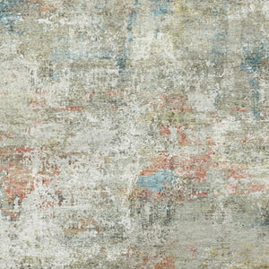 HomeRoots 8' Abstract Washable Area Rug in Soft Ivory with Light Green and Blue Accents for Modern Spaces 8' X 10' 701246