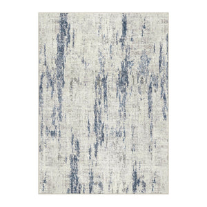 HomeRoots 8' Elegant Ivory and Slate Blue Abstract Washable Area Rug for Modern Living Spaces and Families 8' X 10' 701251