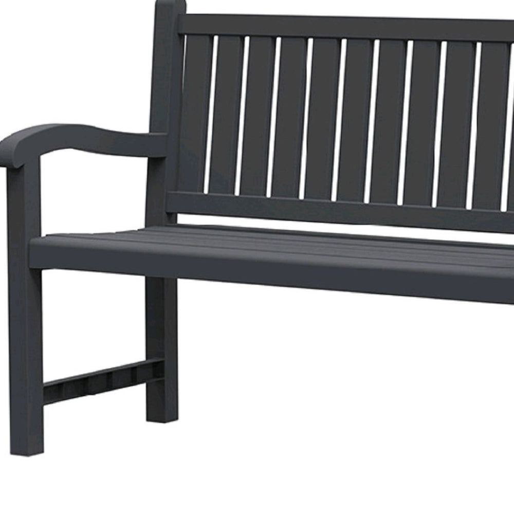HomeRoots 48" Black Metal Garden Bench - Stylish, Durable Outdoor Seating for Patios, Porches, and Gardens 701254