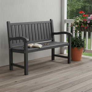 HomeRoots 48" Black Metal Garden Bench - Stylish, Durable Outdoor Seating for Patios, Porches, and Gardens 701254