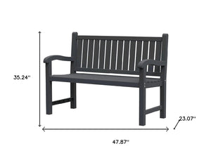 HomeRoots 48" Black Metal Garden Bench - Stylish, Durable Outdoor Seating for Patios, Porches, and Gardens 701254
