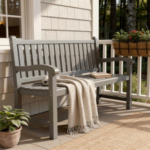 HomeRoots 48" Light Brown Resin Garden Bench - Stylish, Durable Seating for Two, Perfect for Outdoor Relaxation! 701255