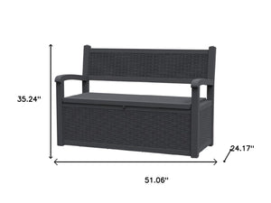 HomeRoots 51" Black Metal Storage Bench - Stylish Seating with Hidden Storage for Indoors & Outdoors Spaces 701256