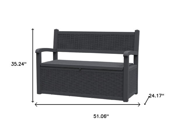 HomeRoots 51" Black Metal Storage Bench - Stylish Seating with Hidden Storage for Indoors & Outdoors Spaces 701256