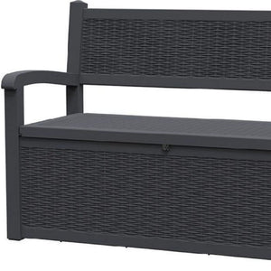 HomeRoots 51" Black Metal Storage Bench - Stylish Seating with Hidden Storage for Indoors & Outdoors Spaces 701256