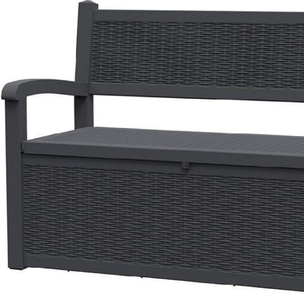 HomeRoots 51" Black Metal Storage Bench - Stylish Seating with Hidden Storage for Indoors & Outdoors Spaces 701256