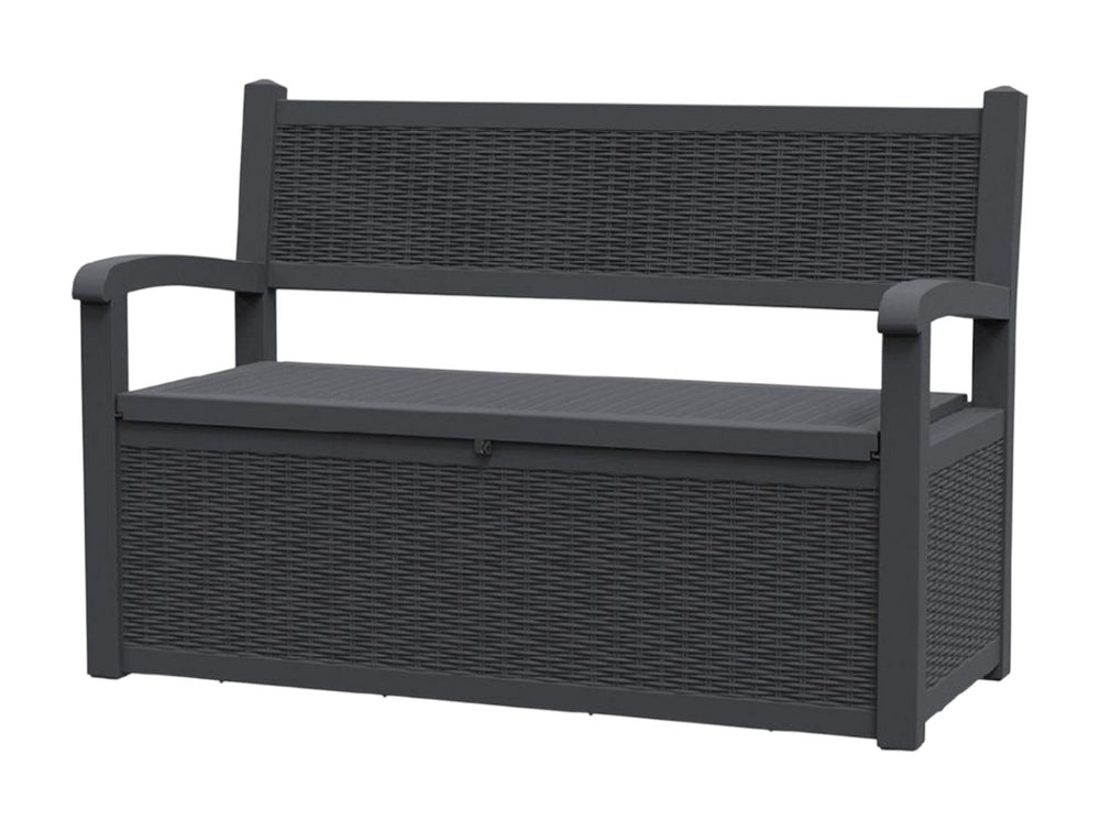 HomeRoots 51" Black Metal Storage Bench - Stylish Seating with Hidden Storage for Indoors & Outdoors Spaces 701256