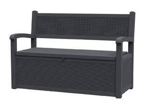 HomeRoots 51" Black Metal Storage Bench - Stylish Seating with Hidden Storage for Indoors & Outdoors Spaces 701256
