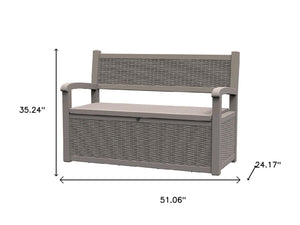 HomeRoots 51" Light Brown Metal Storage Bench - Stylish Outdoor Seating with Comfort, Storage & Versatile Design 701257