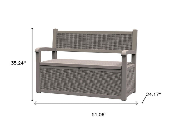 HomeRoots 51" Light Brown Metal Storage Bench - Stylish Outdoor Seating with Comfort, Storage & Versatile Design 701257
