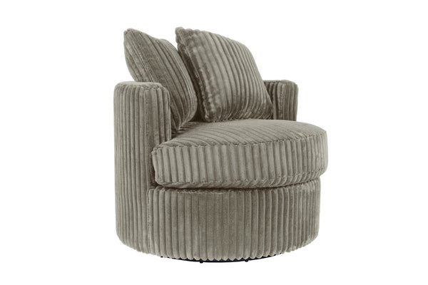 English Elm 360-degree Swivel Corduroy Accent Chair Cocoon Silhouette with Throw Pillows Included B089P416564