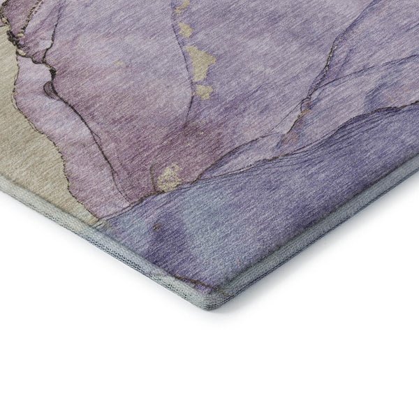 HomeRoots 8' X 10' Abstract Lavender, Beige & Ivory Washable Area Rug with UV Protection for Modern Homes 701267