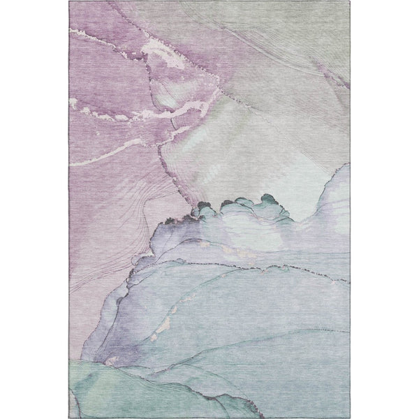 HomeRoots 9' X 12' Stylish Abstract Area Rug in Pale Aqua, Lavender & Ivory – Stain-Resistant, UV Protected & Durable 701274