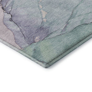 HomeRoots 9' X 12' Stylish Abstract Area Rug in Pale Aqua, Lavender & Ivory – Stain-Resistant, UV Protected & Durable 701274