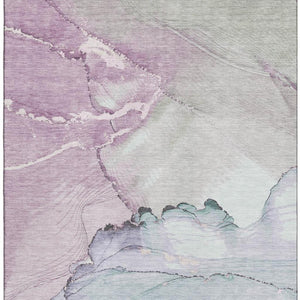 HomeRoots 9' X 12' Stylish Abstract Area Rug in Pale Aqua, Lavender & Ivory – Stain-Resistant, UV Protected & Durable 701274