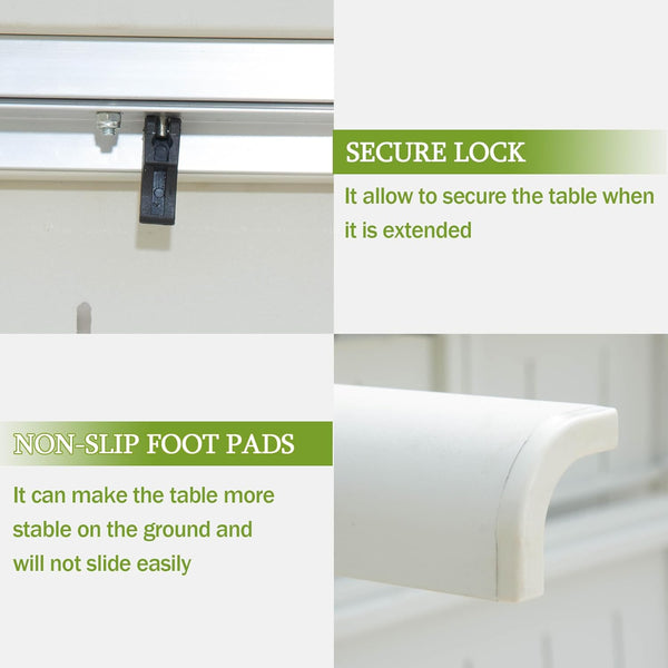 English Elm Patio Expandable Aluminum Dining Table for 6-8 — Ivory White Rectangular Outdoor Indoor Space-Saver W1859P253350