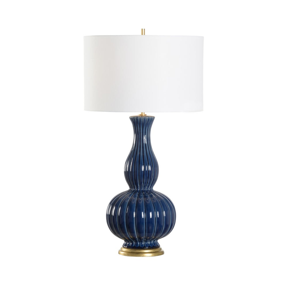 Chelsea House Augusta Blue Matte Ceramic Lamp With White Shade — 34" Timeless Coastal-Modern Accent Lighting 70130