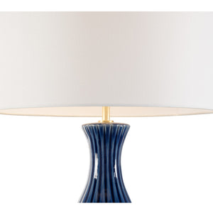Chelsea House Augusta Blue Matte Ceramic Lamp With White Shade — 34" Timeless Coastal-Modern Accent Lighting 70130
