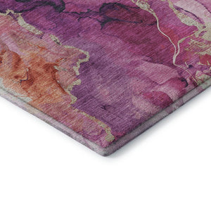 HomeRoots 5' X 8' Burgundy and Salmon Abstract Washable Area Rug - UV Resistant, Durable, & Stylish Design 701301